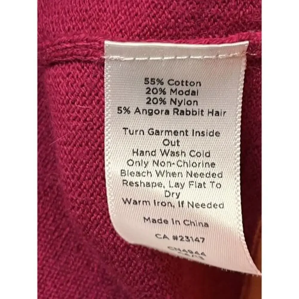 Talbots Sweater Womens Small Petite Angora Blend Zipper accents Pink‎ Orange